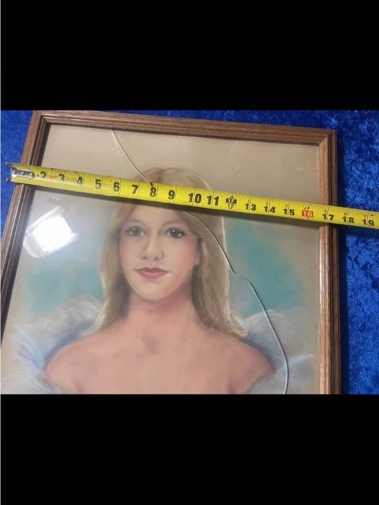Vintage 80s Wallace Parker Signed Oil Pastel Portrait Woman Artwork AS IS